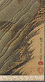 Carp and Cherry Blossom Petals in a Stream, Katsu Jagyoku (Japanese, 1735–1780), Hanging scroll; ink and color on silk, Japan